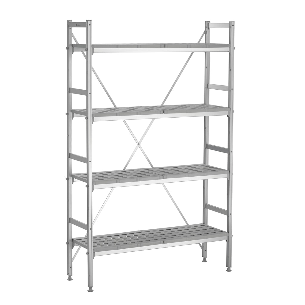 Bartscher Regalsystem Kit 4, Aluminium u. Kunststoff, HxBxT 1.790 x 1.140 x 360 mm Produktabbildung: Bartscher Regalsystem Kit 4, Aluminium u. Kunststoff, HxBxT 1.790 x 1.140 x 360 mm