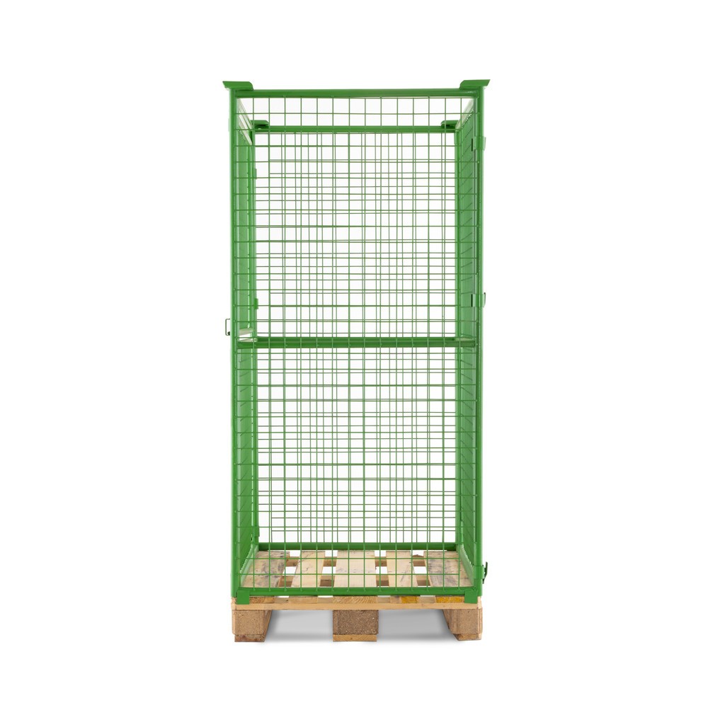Produktabbildung Nr. 3: BASIC Palettenaufsatz mit Klappe, Maschenweite 50 x 50 mm, HxBxT 1.600 x 1.200 x 800 mm, maigrün