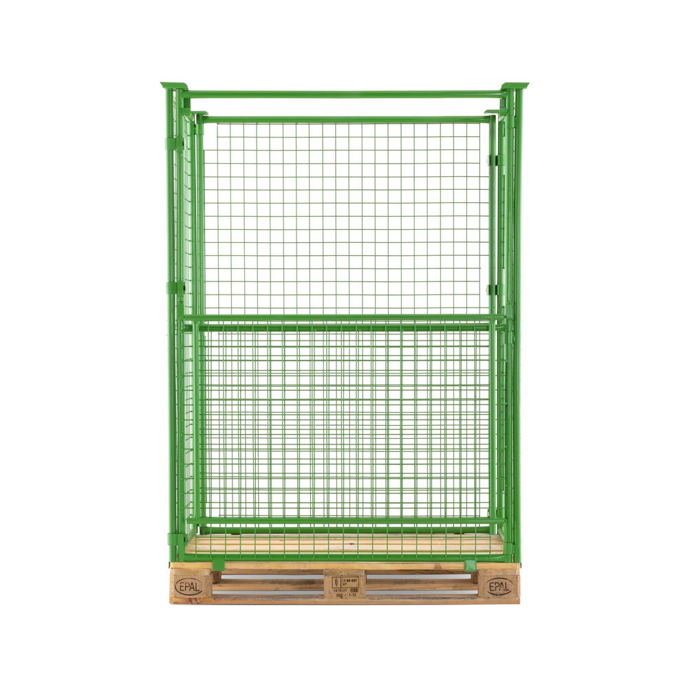 Produktabbildung Nr. 4: BASIC Palettenaufsatz mit Klappe, Maschenweite 50 x 50 mm, HxBxT 1.600 x 1.200 x 800 mm, maigrün