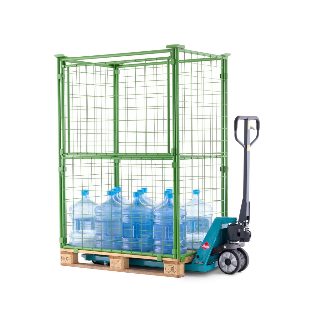 Produktabbildung Nr. 5: C-Ware BASIC Palettenaufsatz mit Klappe, Maschenweite 100 x 100 mm, HxBxT 1.600 x 1.200 x 800 mm, maigrün