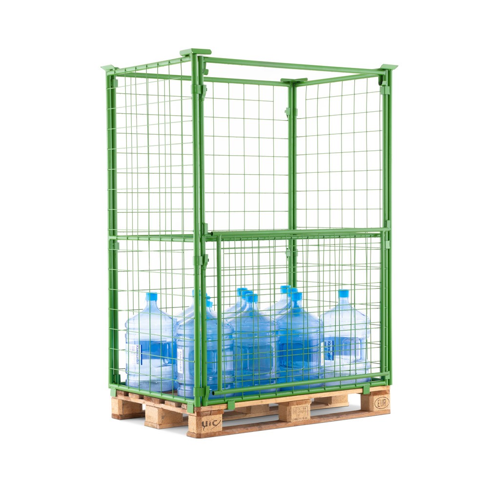 Produktabbildung Nr. 6: C-Ware BASIC Palettenaufsatz mit Klappe, Maschenweite 100 x 100 mm, HxBxT 1.600 x 1.200 x 800 mm, maigrün
