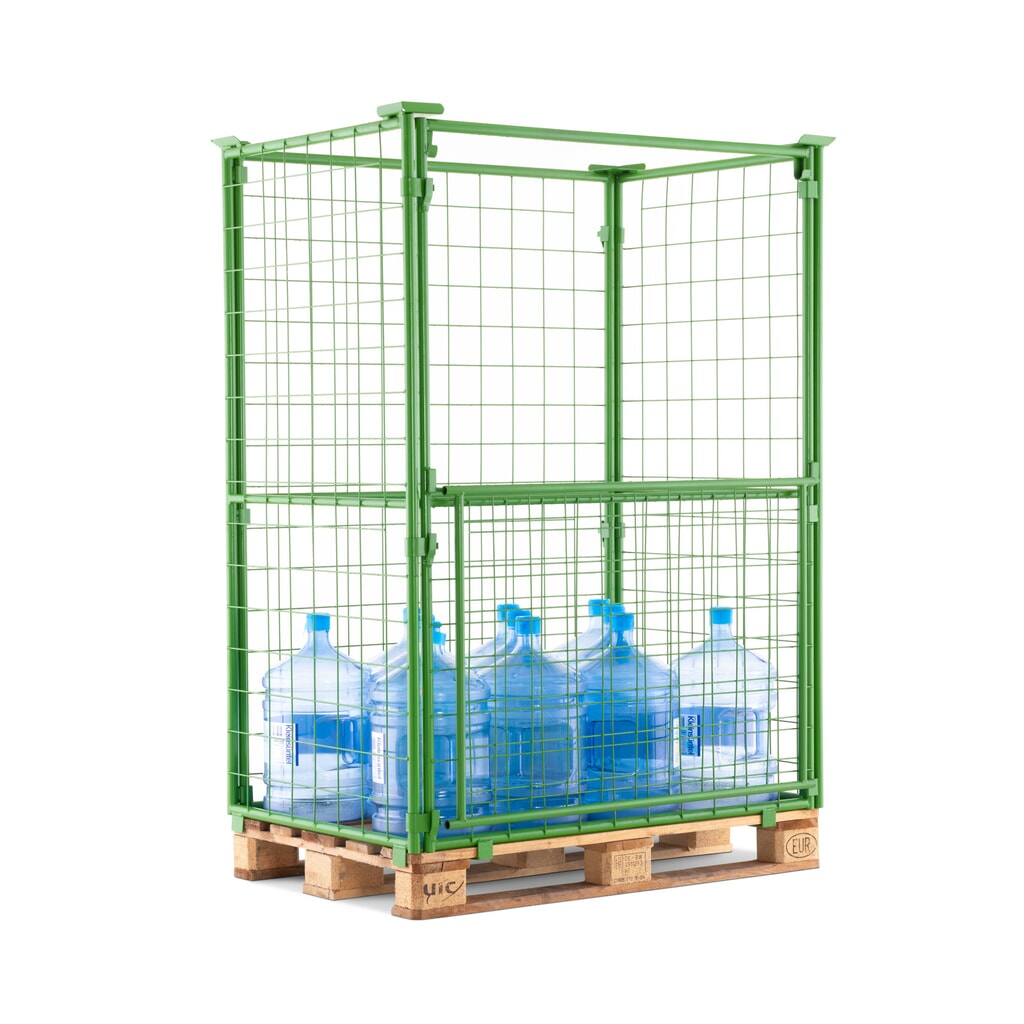 Produktabbildung Nr. 6: HEMMDAL Palettenaufsatz mit Klappe, Maschenweite 100 x 100 mm, HxBxT 1.600 x 1.200 x 800 mm, maigrün