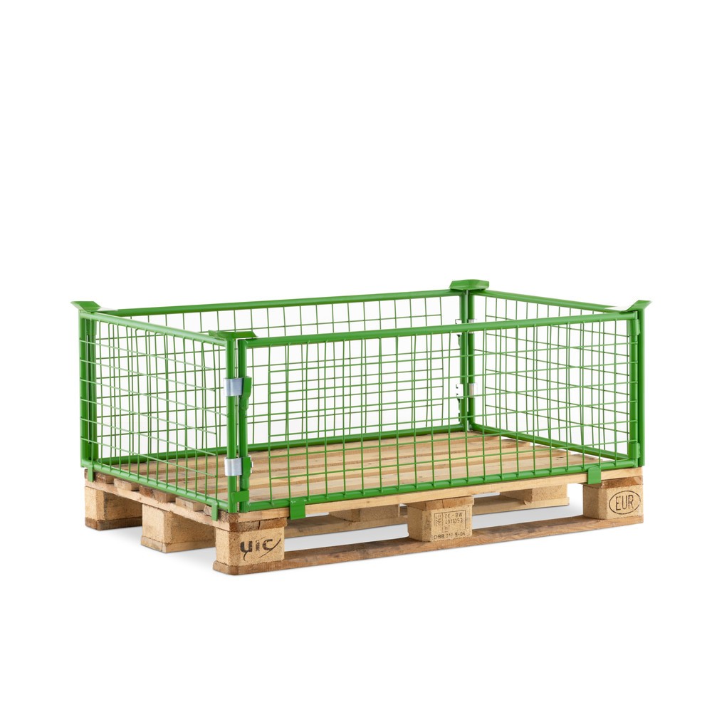 Produktabbildung Nr. 1: BASIC Palettenaufsatz ohne Klappe, Maschenweite 50 x 50 mm, HxBxT 400 x 1.200 x 800 mm, maigrün