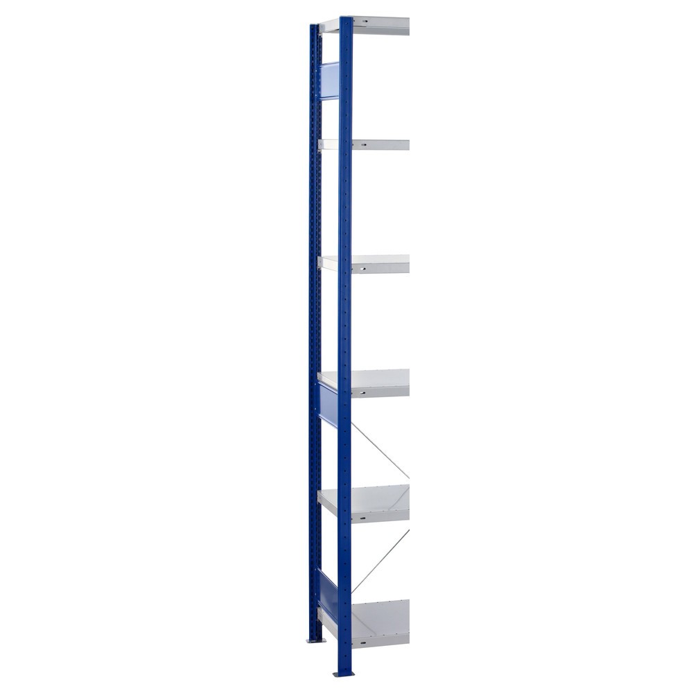 Número de imagen del producto 2: Bastidor con perfil en T MULTIplus para estantería de cargas pequeñas SCHULTE, azul genciana, premontado, 3 limitadores de fondo, H x L 2.500 x 300 mm