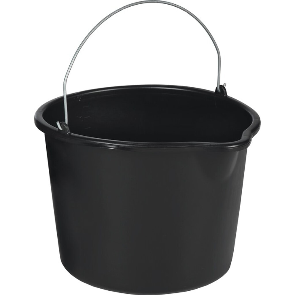 Baueimer, mit Tülle schwarz, 12 l, Polyethylen Produktabbildung: Baueimer, mit Tülle schwarz, 12 l, Polyethylen