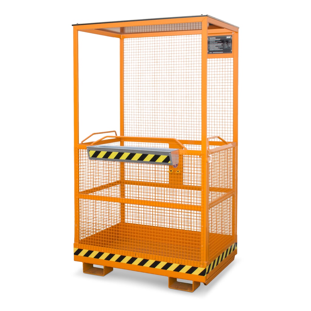 Bauer® Arbeitskorb Premium mit Dach, Ausführung AT, breit, TK 300 kg Produktabbildung: Bauer® Arbeitskorb Premium mit Dach, Ausführung AT, breit, TK 300 kg