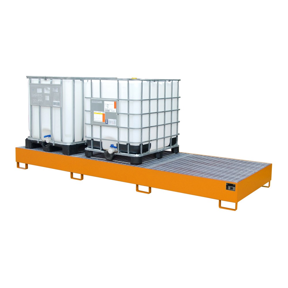 Produktabbildung Nr. 1: Bauer® Auffangwanne aus Stahl für 3x KTC/IBC, gelborange