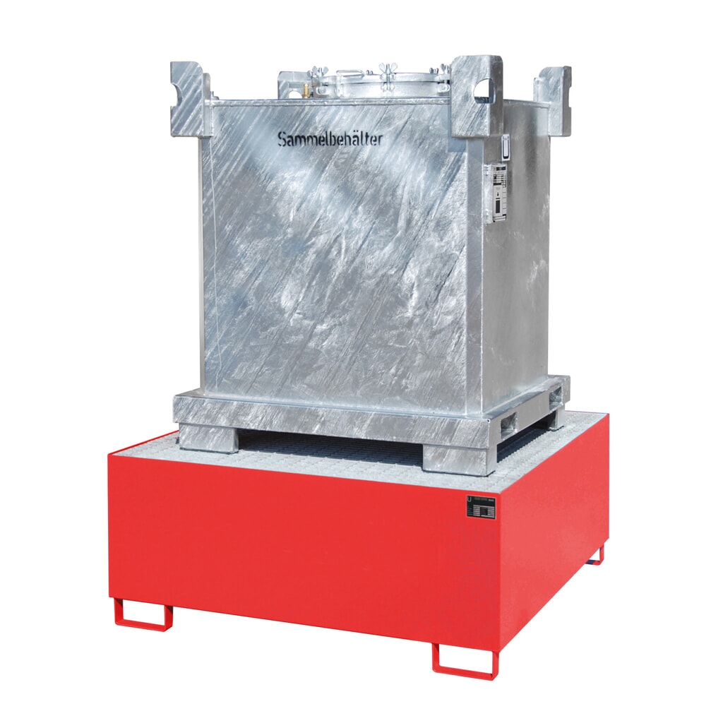 Produktabbildung: Bauer® Auffangwanne aus Stahl für 1x KTC/IBC, feuerrot