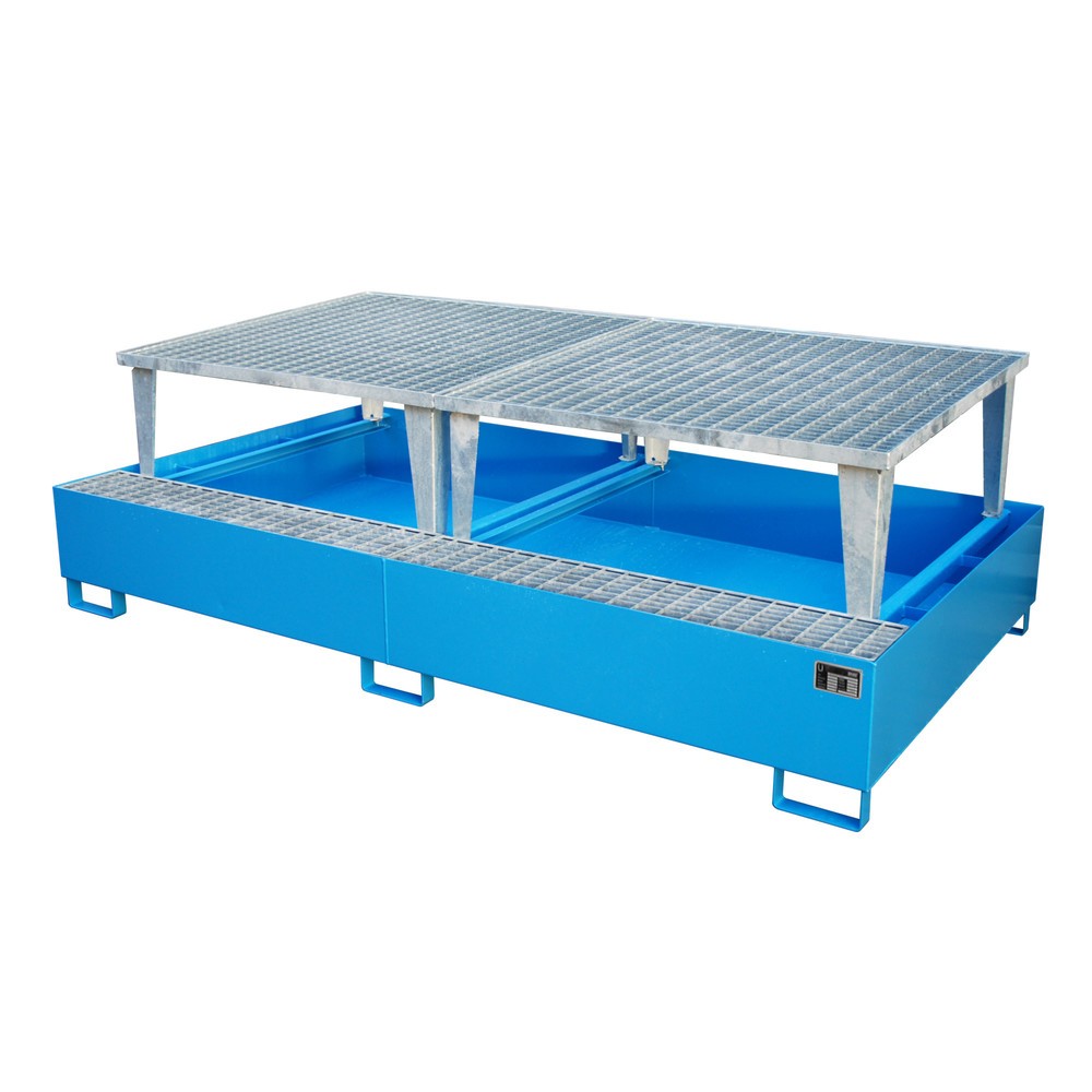 Produktabbildung Nr. 1: Bauer® Auffangwanne aus Stahl für 2x KTC/IBC, inkl. Abfüllaufsatz, lichtblau