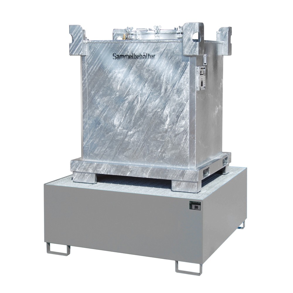 Produktabbildung Nr. 2: Bauer® Auffangwanne aus Stahl für 1x KTC/IBC, mausgrau