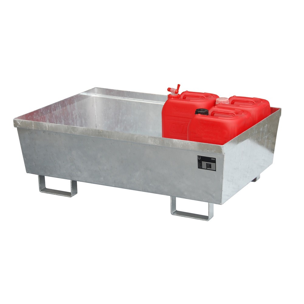 Produktabbildung Nr. 1: Bauer® Auffangwanne aus Stahl, HxBxT 415 x 800 x 1.200 mm, ohne Gitterrost, feuerverzinkt