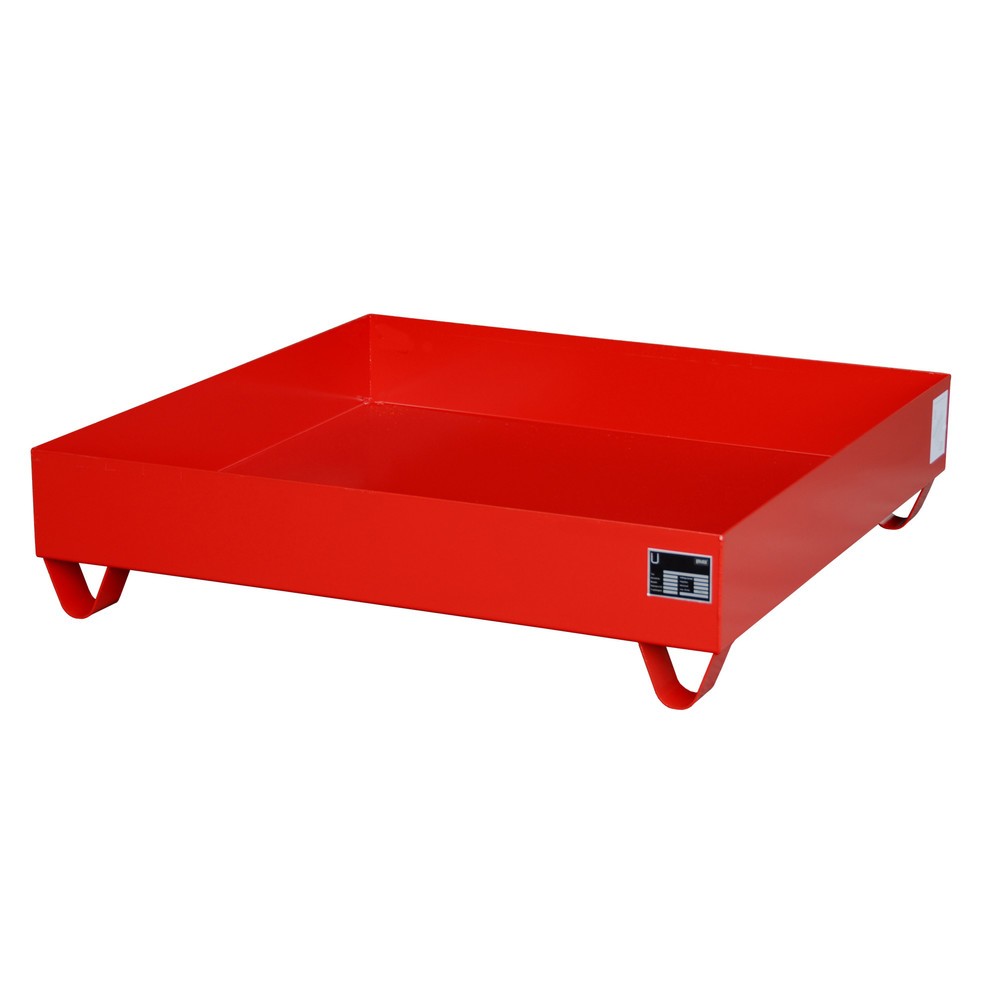 Illustration du produit: Bauer® bac de rétention en acier, hauteur libre 100 mm, H x l x P 285 x 1 200 x 1 200 mm, sans grille, 4 x 200 l, rouge feu