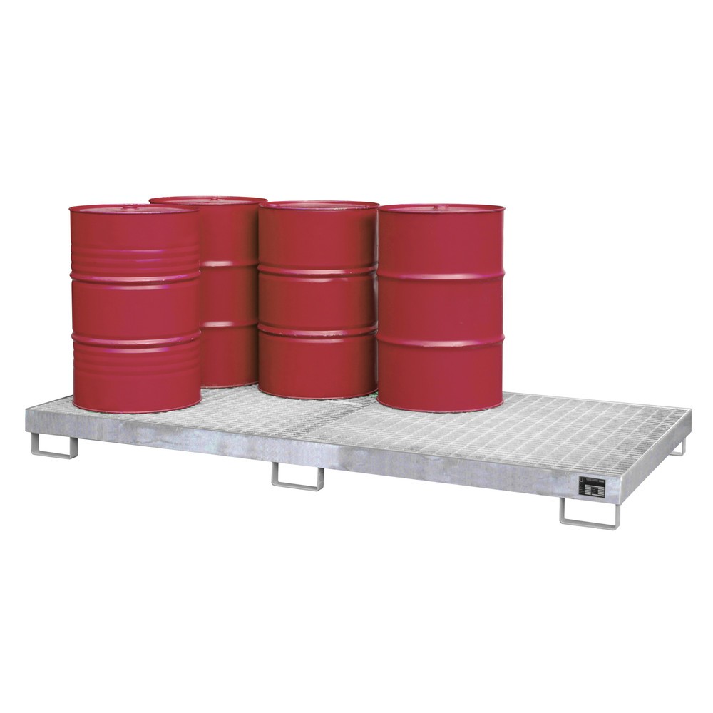 Illustration du produit: Bauer® bac de rétention de grand volume Bauer® en acier, H x l x P 210 x 2 650 x 1 300 mm, 8 x 200 litres, galvanisé à chaud