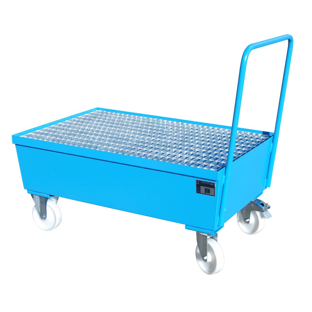 N° de l'image du produit 3 : Bauer® bac de rétention en acier, mobile, 2 x 200 l debout, contenance 225 l, bleu clair