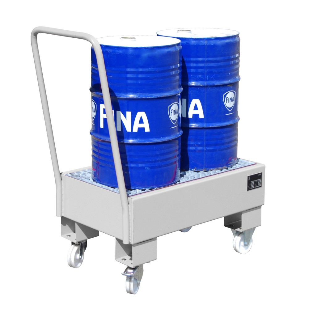 N° de l'image du produit 2 : Bauer® bac de rétention en acier, mobile, 2 x 60 litres en position verticale, contenance 61 litres, galvanisé à chaud