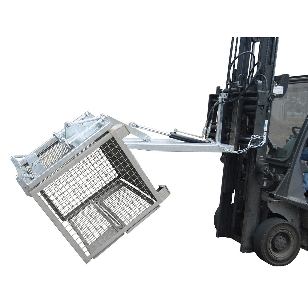 N° de l'image du produit 2 : Bauer® Basculeur type KG-A, basculement par système hydraulique du chariot élévateur, galvanisé à chaud, capacité de charge 500 kg