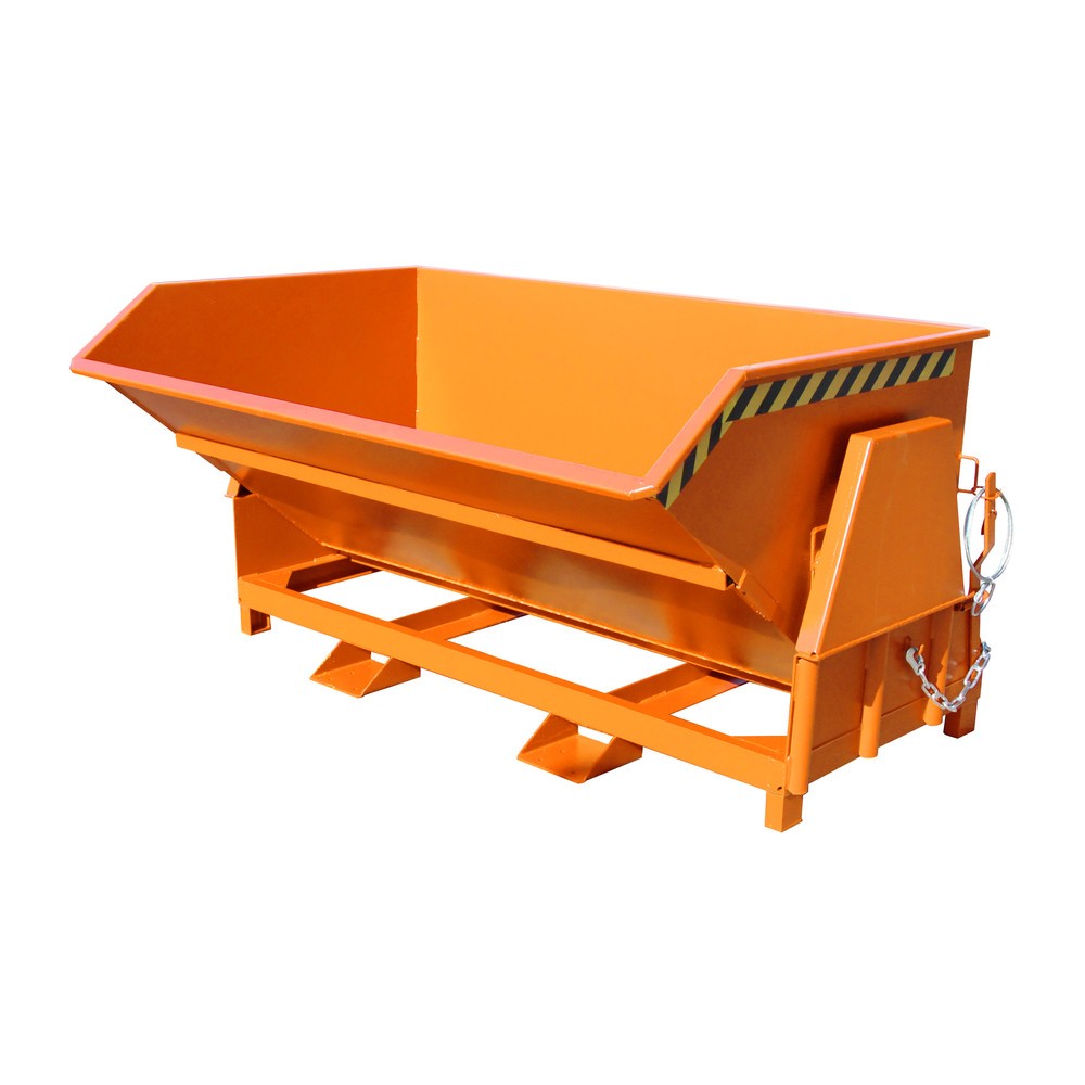 N° de l'image du produit 1 : Bauer® Benne basculante avec mécanisme d'aide au basculement Premium, construction large, peint, sans couvercle, volume 2 m³, RAL 2000 orangé jaune