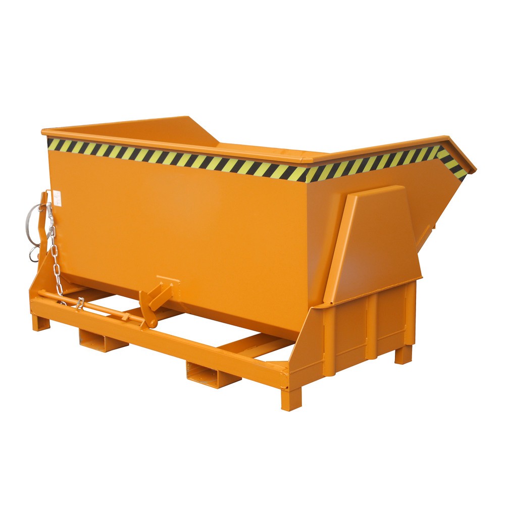 Illustration du produit: Bauer® Benne basculante avec mécanisme d'aide au basculement Premium, construction large, peint, sans couvercle, volume 1,5 m³, RAL 2000 orangé jaune