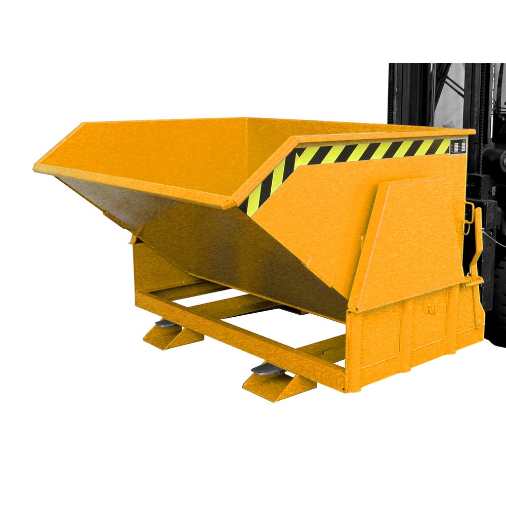 Illustration du produit: Bauer® Benne basculante avec mécanisme d'aide au basculement Premium, construction large, peint, sans couvercle, volume 1,2 m³, RAL 2000 orangé jaune