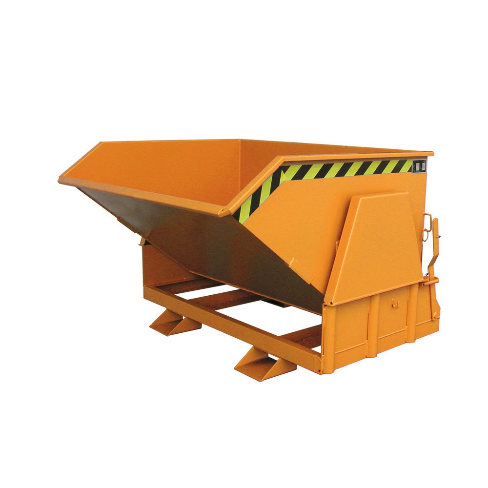 N° de l'image du produit 1 : Bauer® Benne basculante avec mécanisme d'aide au basculement Premium, construction large, peint, sans couvercle, volume 0,8 m³, RAL 2000 orangé jaune