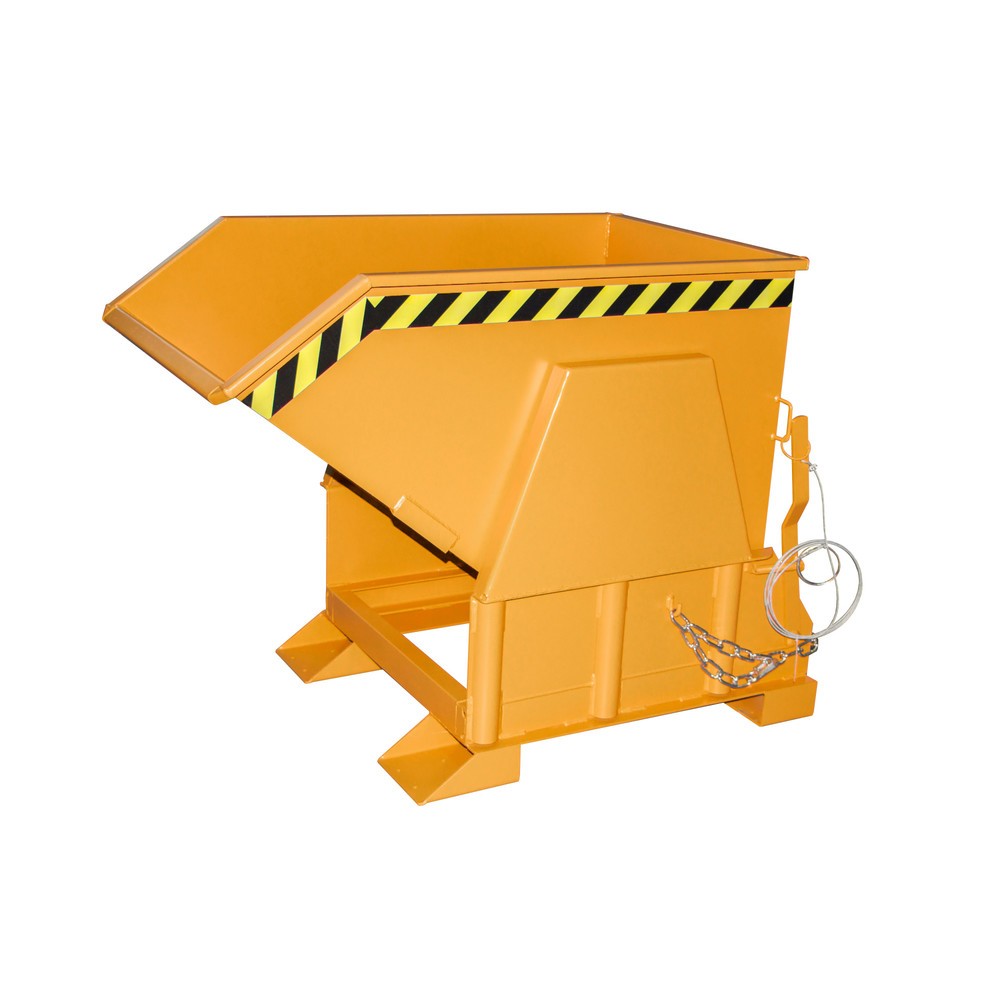 N° de l'image du produit 1 : Bauer® Benne basculante avec mécanisme d'aide au basculement Premium, construction large, peint, sans couvercle, volume 0,5 m³, RAL 2000 orangé jaune
