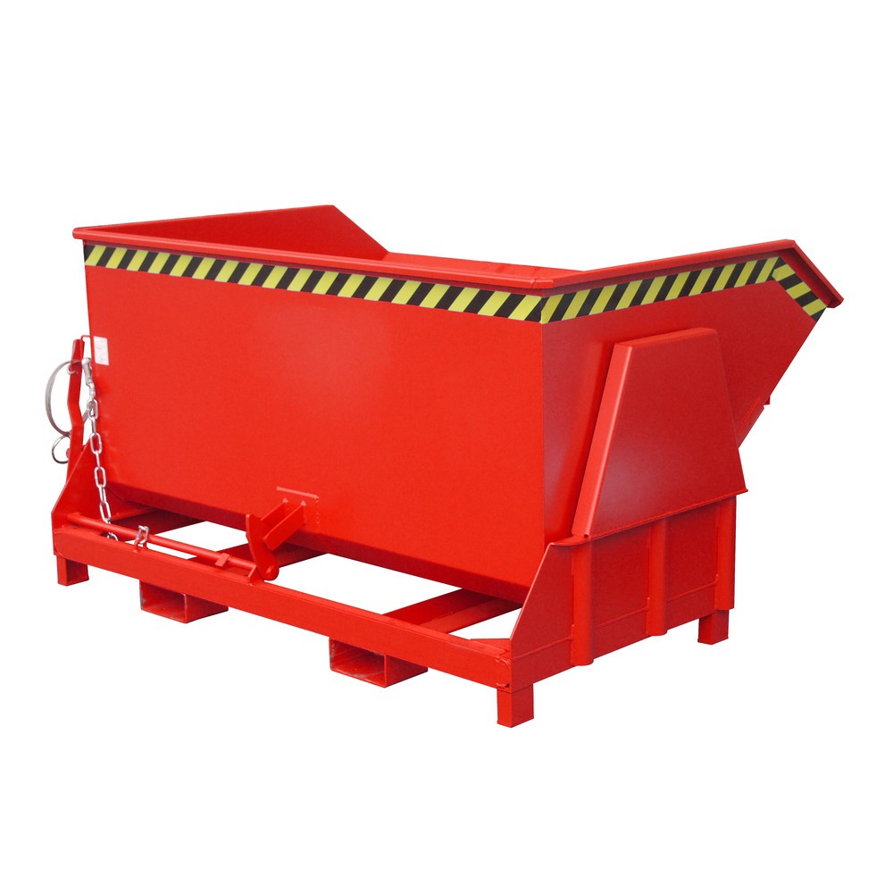 N° de l'image du produit 1 : Bauer® Benne basculante avec mécanisme d'aide au basculement Premium, construction large, peint, sans couvercle, volume 1,5 m³, RAL 3000 rouge feu
