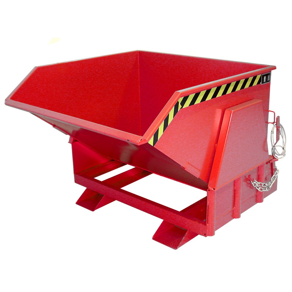 N° de l'image du produit 1 : Bauer® Benne basculante avec mécanisme d'aide au basculement Premium, construction large, peint, sans couvercle, volume 1 m³, RAL 3000 rouge feu