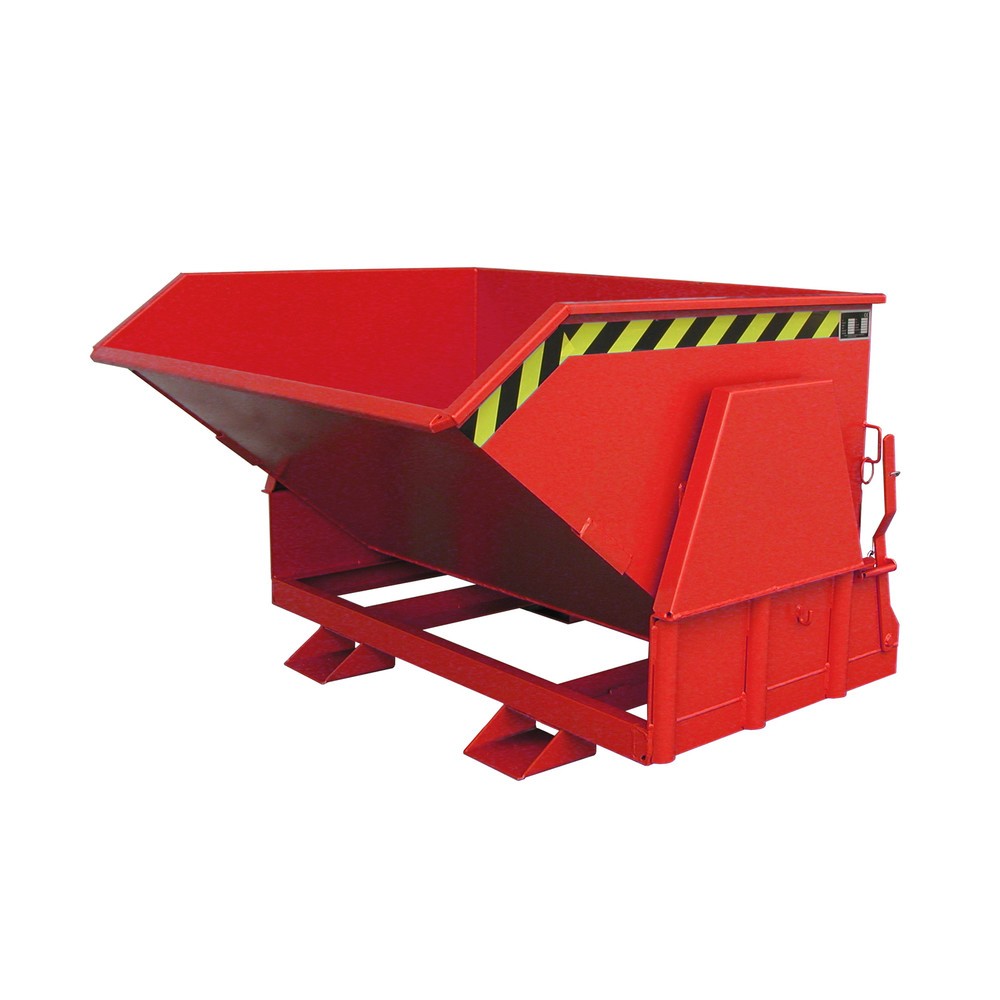 N° de l'image du produit 1 : Bauer® Benne basculante avec mécanisme d'aide au basculement Premium, construction large, peint, sans couvercle, volume 0,8 m³, RAL 3000 rouge feu