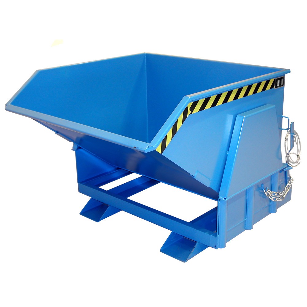 N° de l'image du produit 1 : Bauer® Benne basculante avec mécanisme d'aide au basculement Premium, construction large, peint, sans couvercle, volume 1 m³, RAL 5012 bleu clair