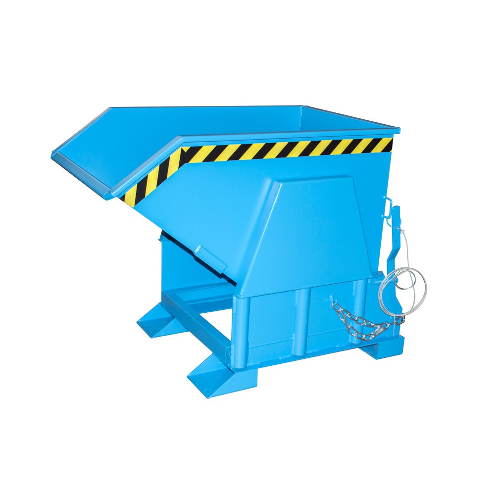 N° de l'image du produit 1 : Bauer® Benne basculante avec mécanisme d'aide au basculement Premium, construction large, peint, sans couvercle, volume 0,5 m³, RAL 5012 bleu clair