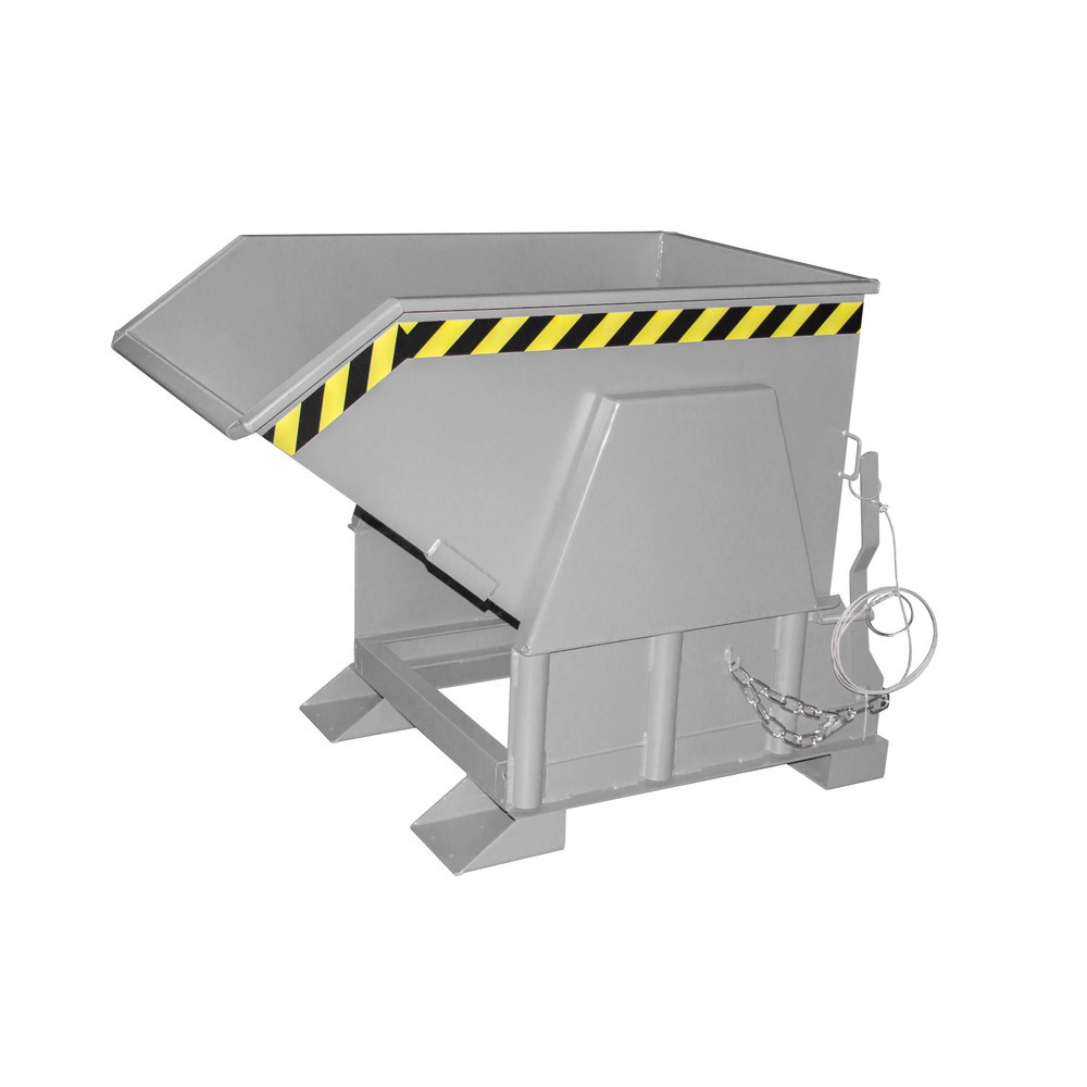 N° de l'image du produit 1 : Bauer® Benne basculante avec mécanisme d'aide au basculement Premium, construction large, peint, sans couvercle, volume 0,5 m³, RAL 7005 gris souris