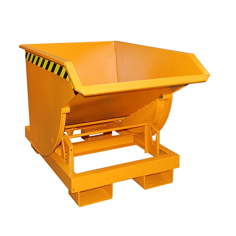 Illustration du produit: Bauer® Benne basculante avec mécanisme d'aide au basculement Premium, construction profonde, peint, sans couvercle, volume 0,5 m³, RAL 2000 orangé jaune