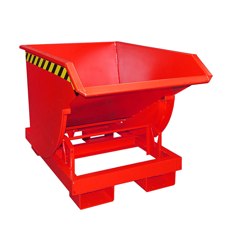 Illustration du produit: Bauer® Benne basculante avec mécanisme d'aide au basculement Premium, construction profonde, peint, sans couvercle, volume 0,5 m³, RAL 3000 rouge feu
