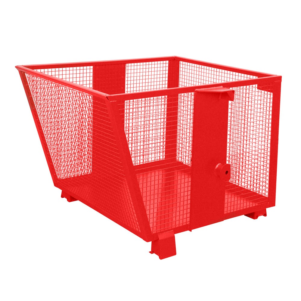 Illustration du produit: Bauer® Benne basculante avec parois grillagées, peinte, volume 0,9 m³, RAL 3000 rouge feu