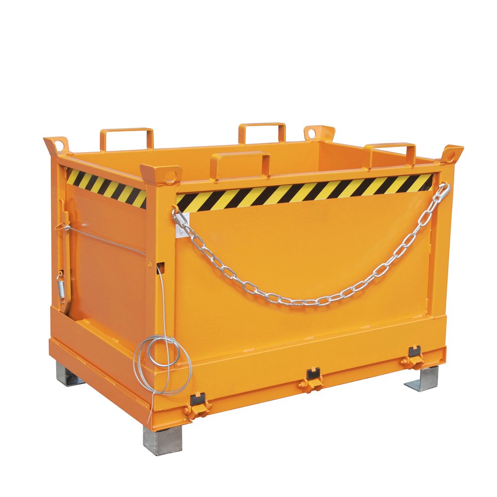 Product afbeelding: Bauer® Bak met uitklapbare bodem, 3-voudig stapelbaar, gelakt, volume 0,5 m³, RAL 2000 geeloranje