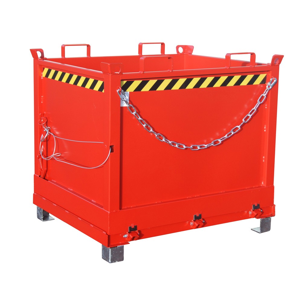 Product afbeelding: Bauer® Bak met uitklapbare bodem, 3-voudig stapelbaar, gelakt, volume 1 m³, RAL 3000 vuurrood