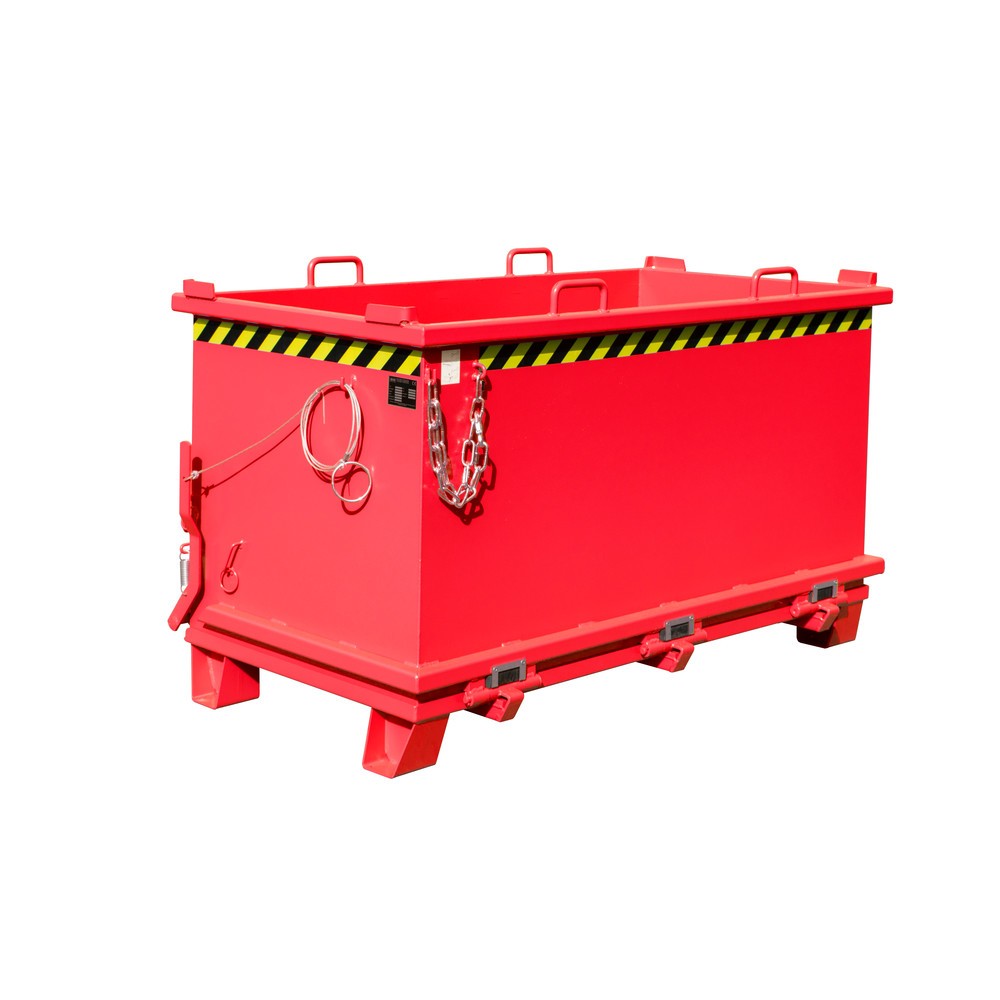 Product afbeelding: Bauer® Bak met uitklapbare bodem, versterkte bodemklep, gelakt, volume 1,5 m³, RAL 3000 vuurrood