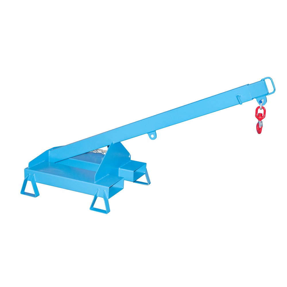 N° de l'image du produit 2 : Bauer® bras de levage modèle 3, télescopique, 2 positions de crochet, longueur de base 1 600 mm, capacité de charge 1 000 kg, bleu clair