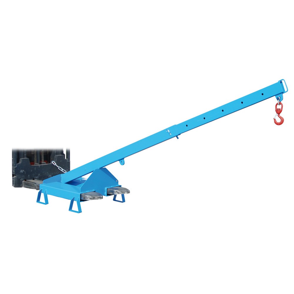 N° de l'image du produit 1 : Bauer® bras de levage modèle 3, télescopique, 2 positions de crochet, longueur de base 1 600 mm, capacité de charge 1 000 kg, bleu clair