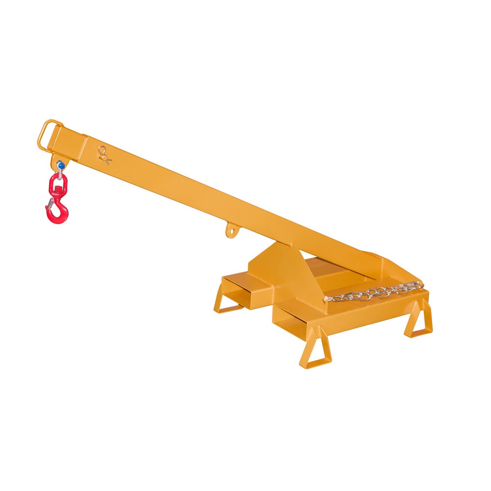 Imagen del producto: Bauer® brazo de grúa modelo 3, telescópico, 2 posiciones de gancho, longitud base 1.600 mm, capacidad de carga 1.000 kg, amarillo anaranjado