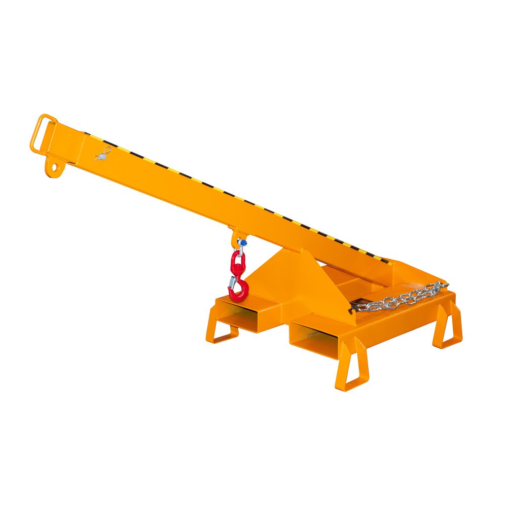 Número de imagen del producto 3: Bauer® brazo de grúa modelo 3, telescópico, 2 posiciones de gancho, longitud base 1.600 mm, capacidad de carga 1.000 kg, amarillo anaranjado