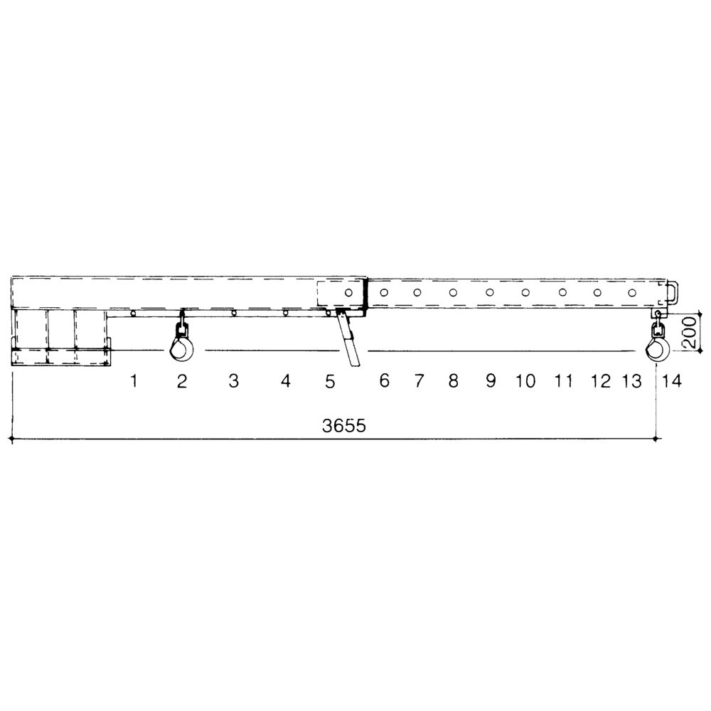 Número de imagen del producto 3: Brazo de grúa Bauer® modelo 2, alcance hasta 3.655 mm, capacidad de carga hasta 2.500 kg, amarillo anaranjado