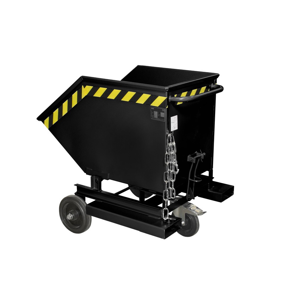 Illustration du produit: Bauer® Chariot-caisse basculant, avec châssis + entrées de fourche, volume 0,25 m³, RAL 7021 gris noir
