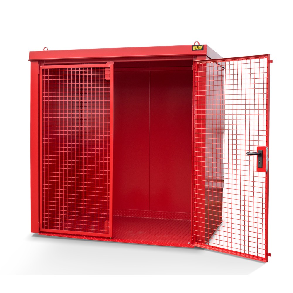 Illustration du produit: Bauer® Conteneur de stockage de bouteilles de gaz GFC-B, ininflammable, pour max. 35 bouteilles, rouge feu