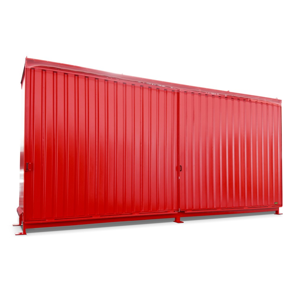 Illustration du produit: Bauer® Conteneur à étagère pour 12x KTC/IBC, 2 niveaux, 2 portes coulissantes, rail de guidage, rouge feu