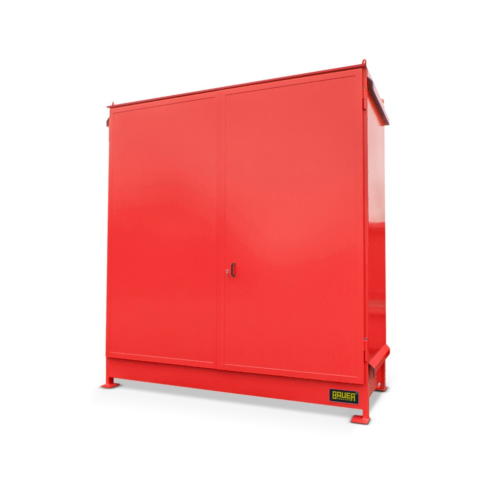 Illustration du produit: Bauer® Conteneur à étagère pour 4x KTC/IBC, 2 niveaux, 2 portes battantes, rouge feu