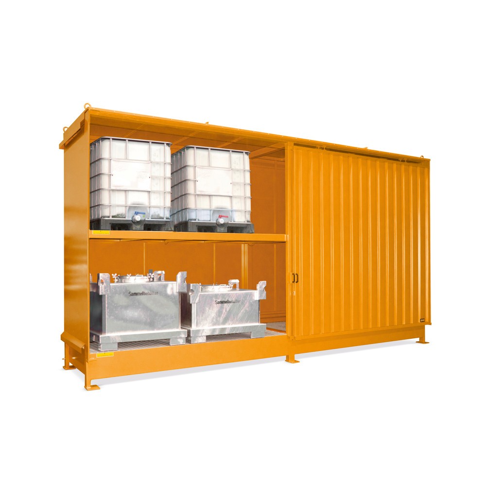 N° de l'image du produit 2 : Bauer® Conteneur à étagère pour 8x KTC/IBC, 2 niveaux, 2 portes coulissantes, rail de guidage, rouge feu