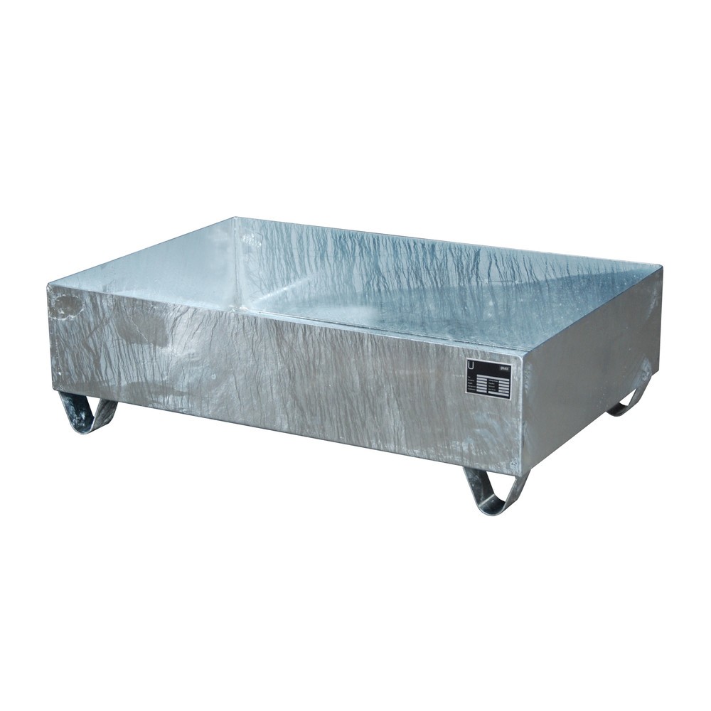 Imagen del producto: Bauer® cubeta de retención de acero, altura libre para carretilla 100 mm, Al x An x F 360 x 1.200 x 800 mm, sin rejilla galvanizada, 2 x 200 l, galvanizado en caliente