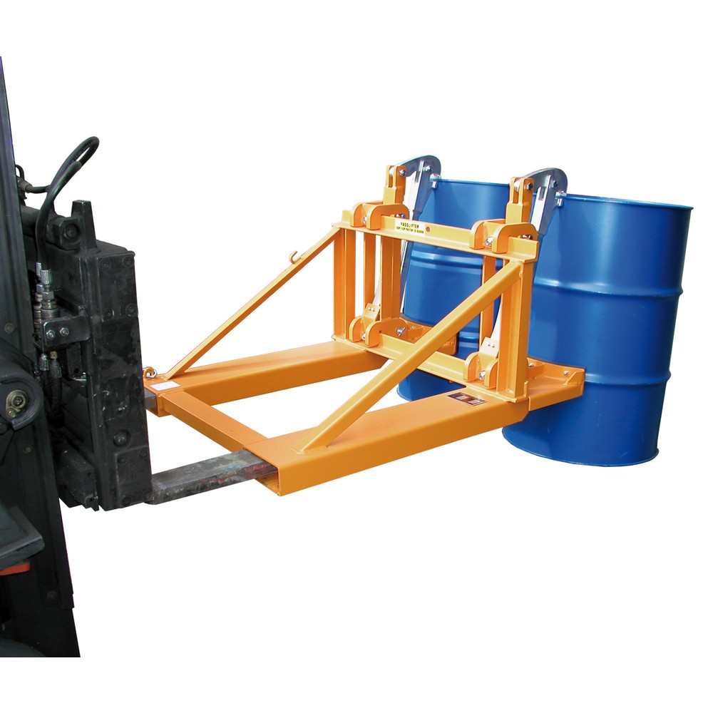 Produktabbildung: Bauer® Fassgreifer, Stahl- und Kunststoff-L-Ringfässer, TK 1.600 kg, RAL 2000 gelborange