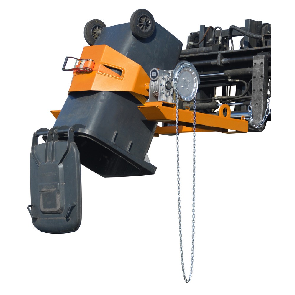 Produktabbildung: Bauer® Fasskipper, TK 300 kg, für Fass-Ø 350-600 mm, Endloskette, RAL 2000 gelborange